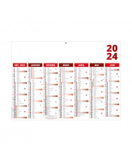 Calendrier 2024 Bouchut bancaire rouge 21 x 26,5 cm - JPG